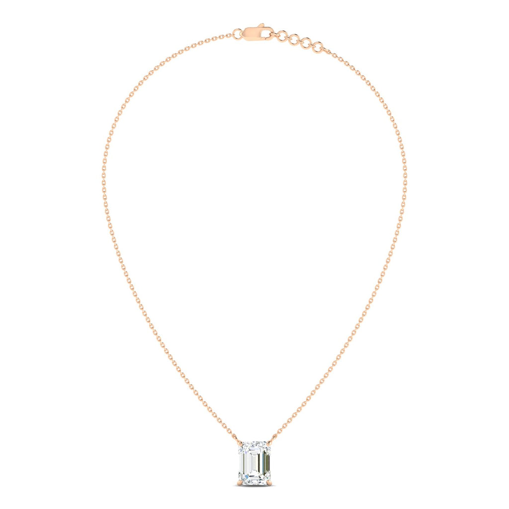 Emerald Cut Diamond Necklace - Rose Gold