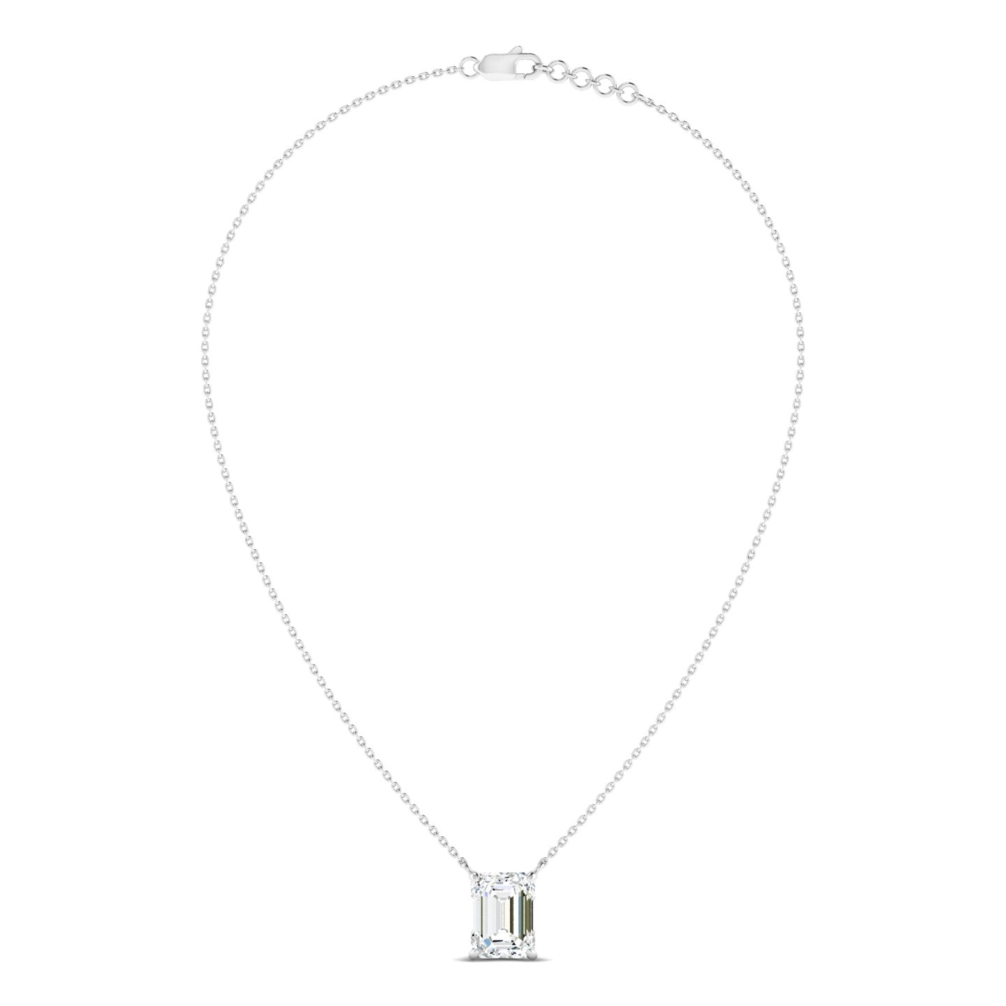 Lab Grown 3 Carat Diamond Necklace in 14K White Gold – VVS2 Clarity, D Color