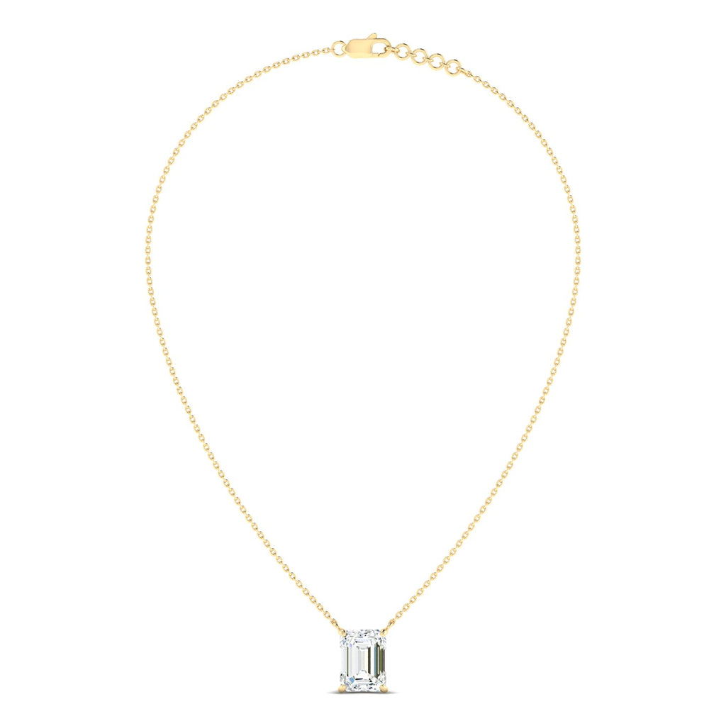 Emerald Cut Diamond Necklace - Yellow Gold