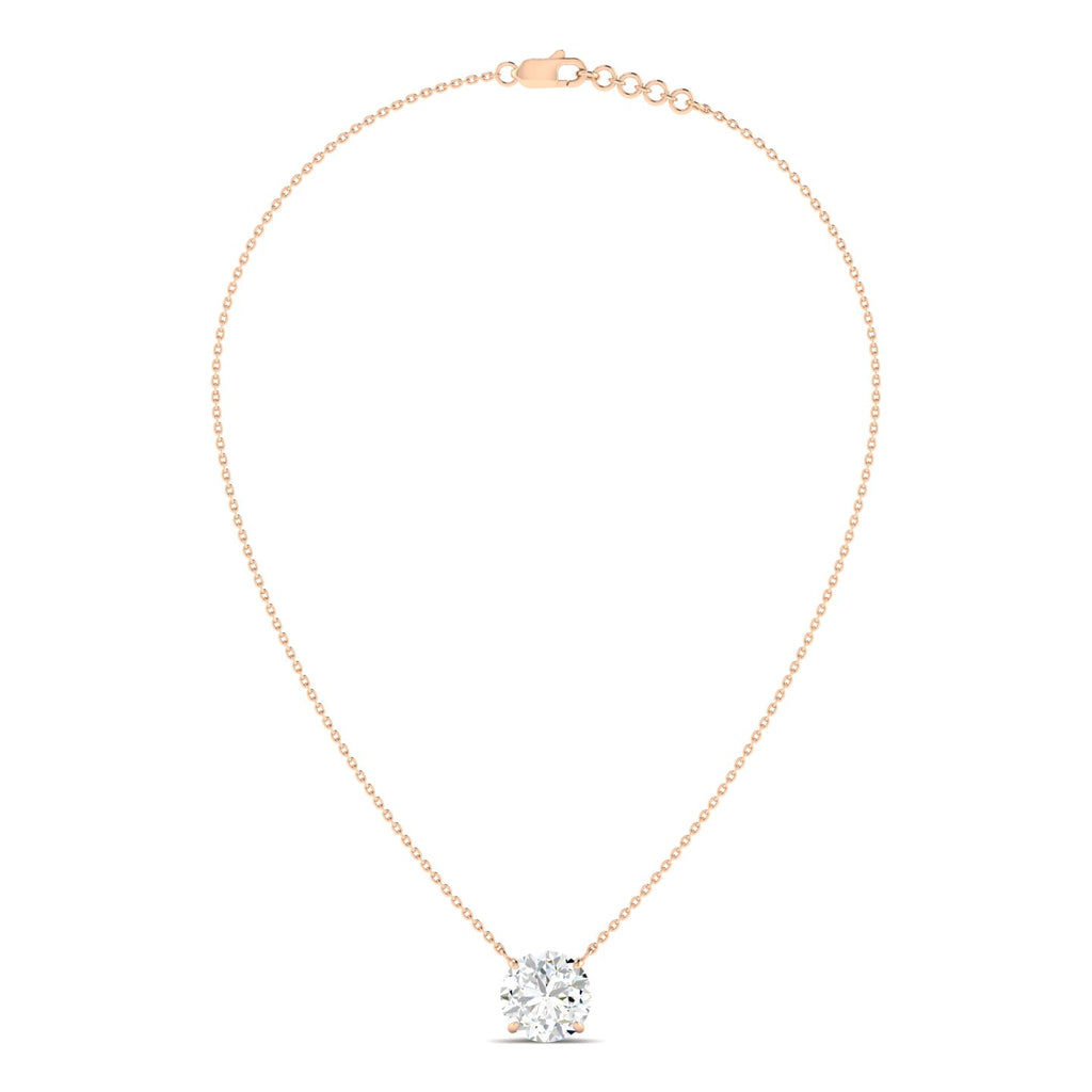 Lab Grown 3 Carat Diamond Necklace in 14K Rose Gold – VVS2 Clarity, D Color