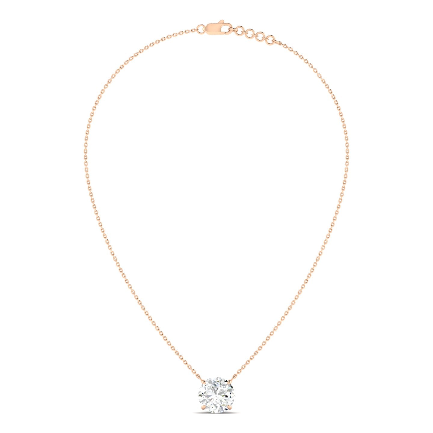 Lab Grown 3 Carat Diamond Necklace in 14K Rose Gold – VVS2 Clarity, D Color