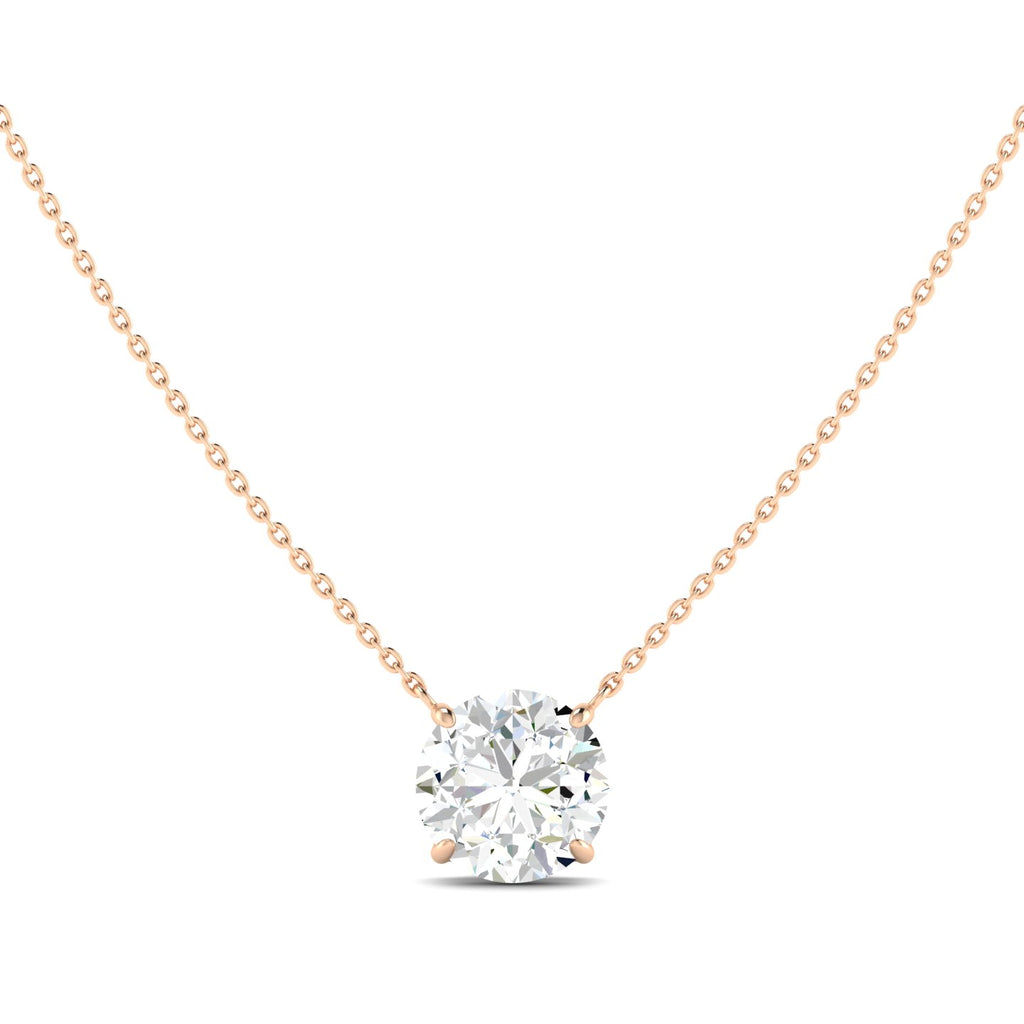Lab Grown 3 Carat Diamond Necklace in 14K Rose Gold – VVS2 Clarity, D Color