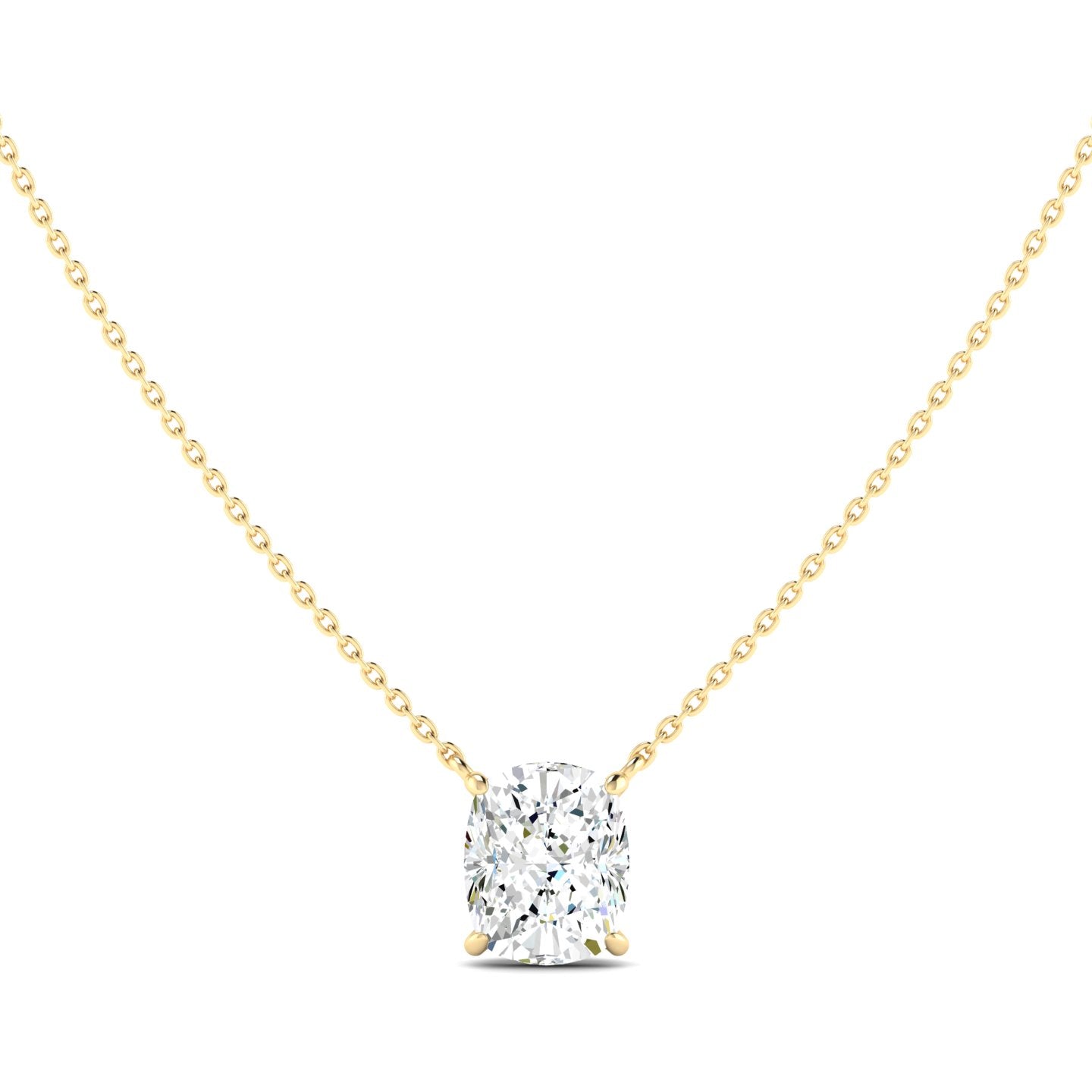 Lab Grown 3 Carat Diamond Necklace in 14K Yellow Gold – VVS2 Clarity, D Color