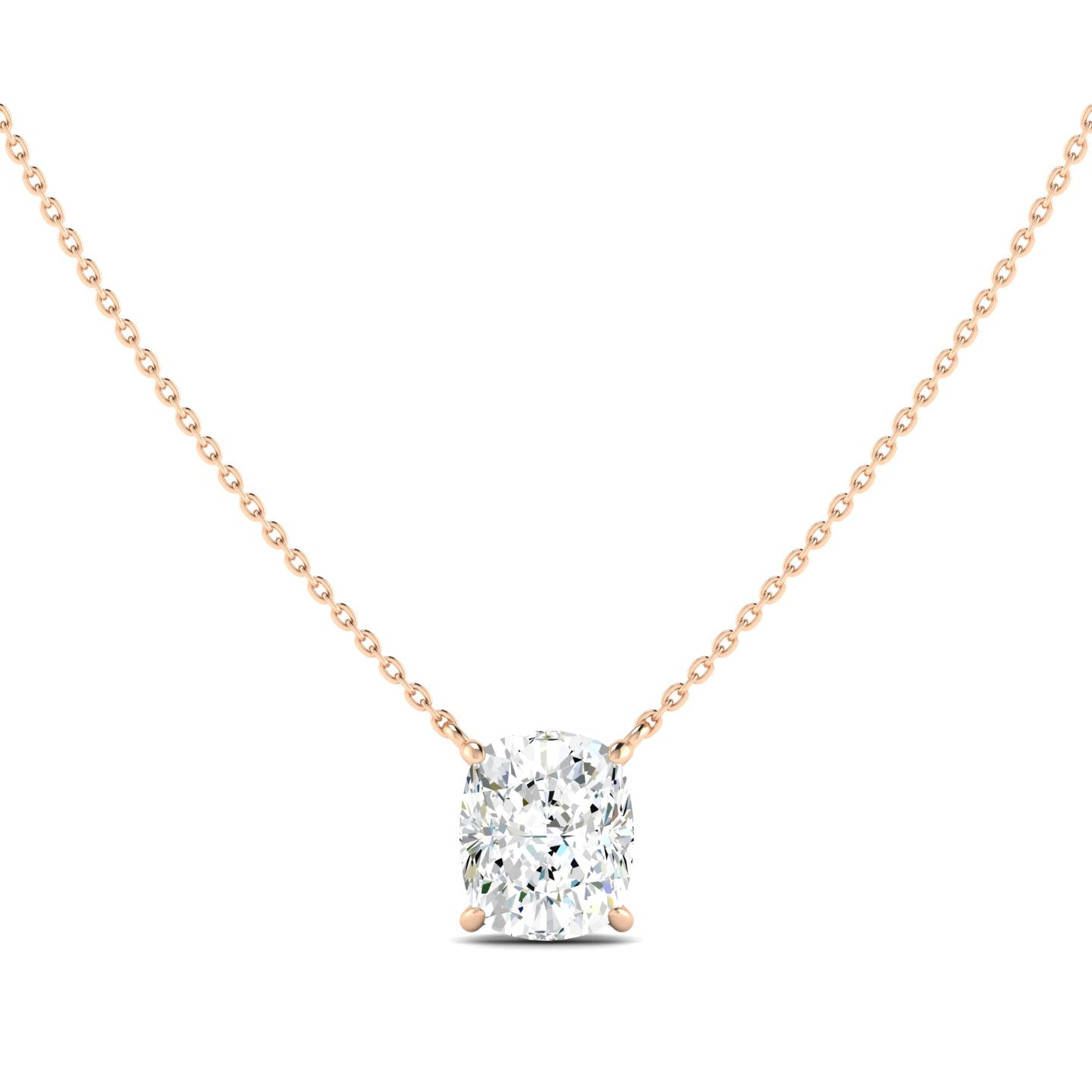 Lab Grown 3 Carat Diamond Necklace in 14K White Gold – VVS2 Clarity, D Color