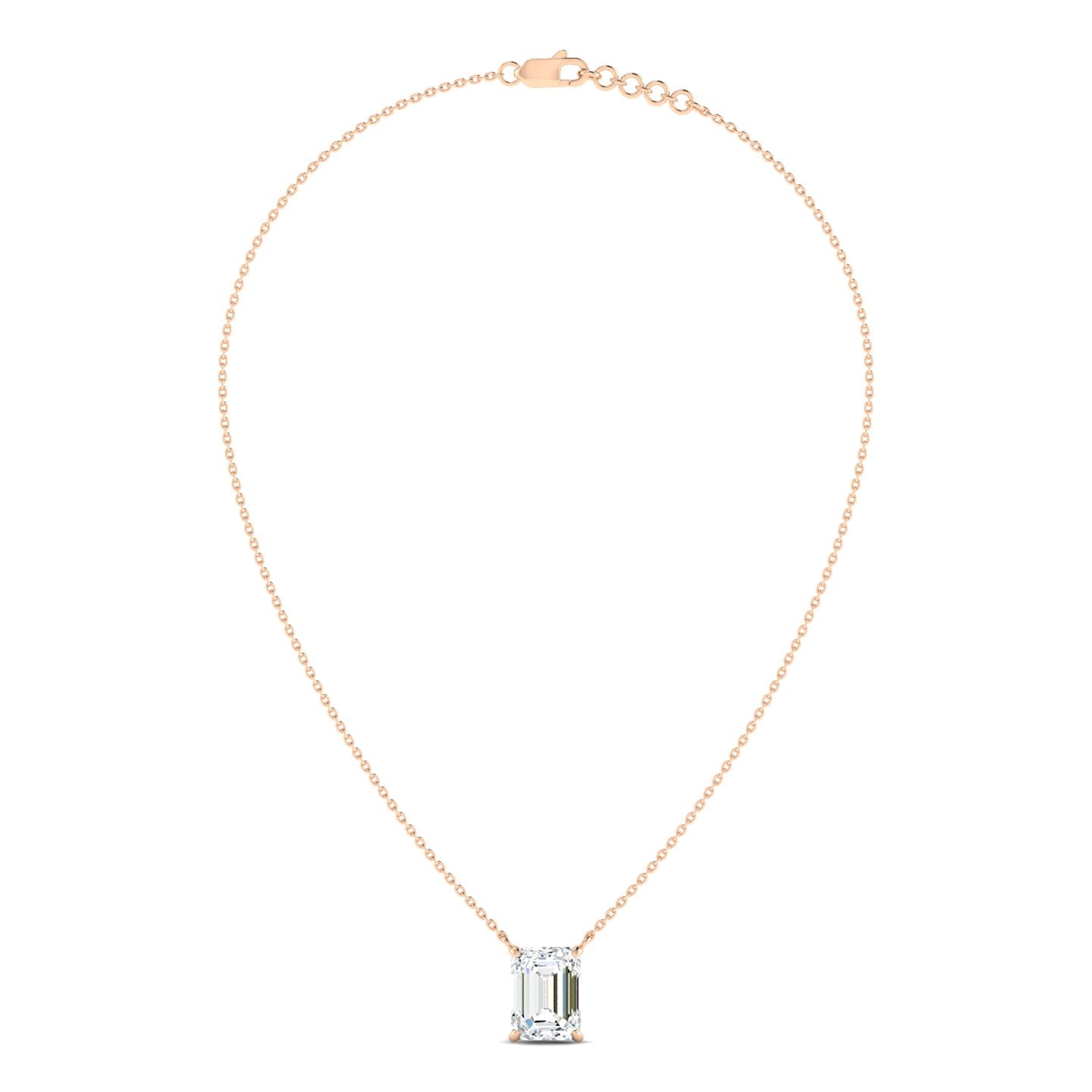 Lab Grown 3 Carat Diamond Necklace in 14K Rose Gold – VVS2 Clarity, D Color