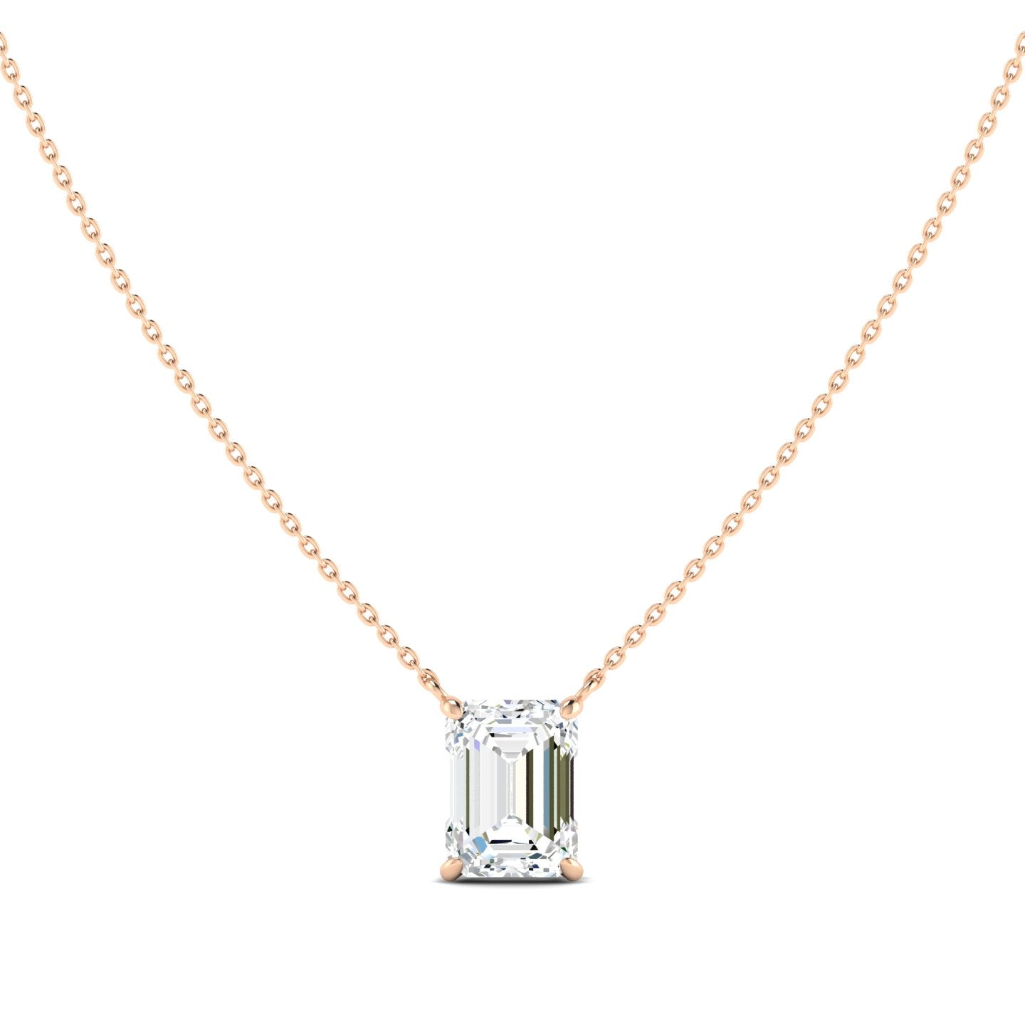 Lab Grown 3 Carat Diamond Necklace in 14K Rose Gold – VVS2 Clarity, D Color