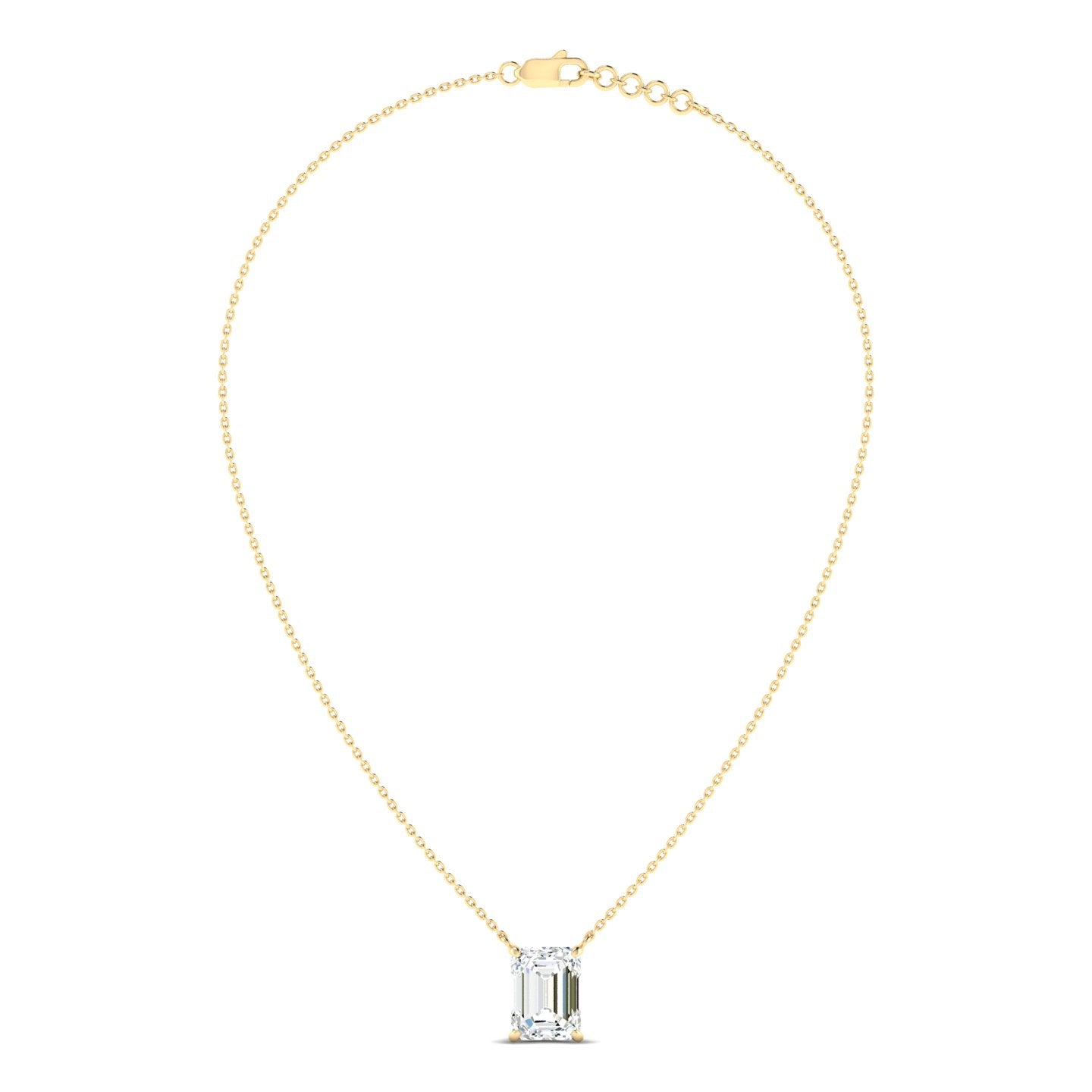 Lab Grown 3 Carat Diamond Necklace in 14K Yellow Gold – VVS2 Clarity, D Color