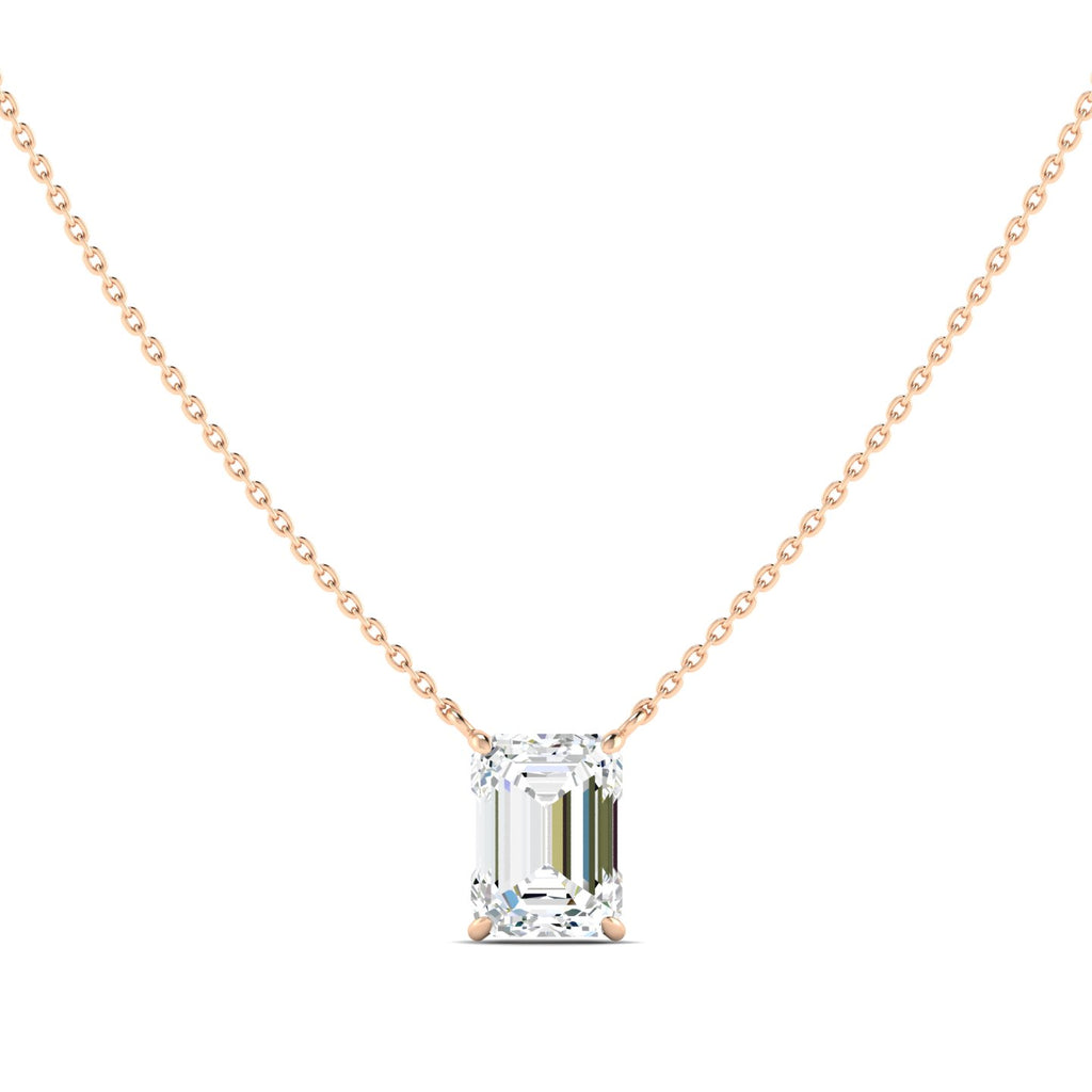 Lab Grown 3 Carat Diamond Necklace in 14K Rose Gold – VVS2 Clarity, D Color