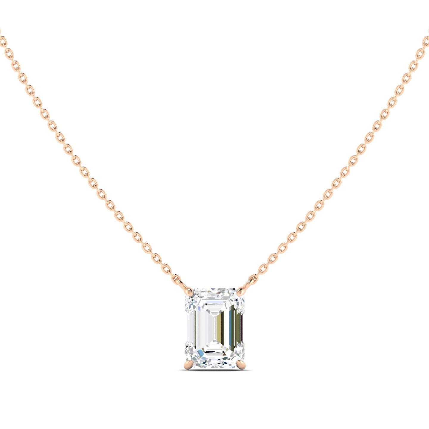 Lab Grown 3 Carat Diamond Necklace in 14K Rose Gold – VVS2 Clarity, D Color