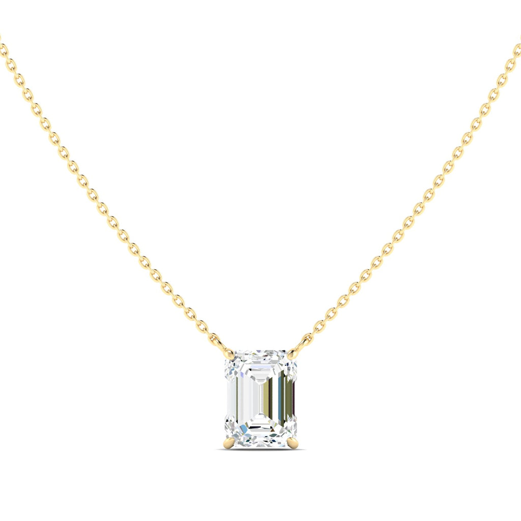 Lab Grown 3 Carat Diamond Necklace in 14K Yellow Gold – VVS2 Clarity, D Color