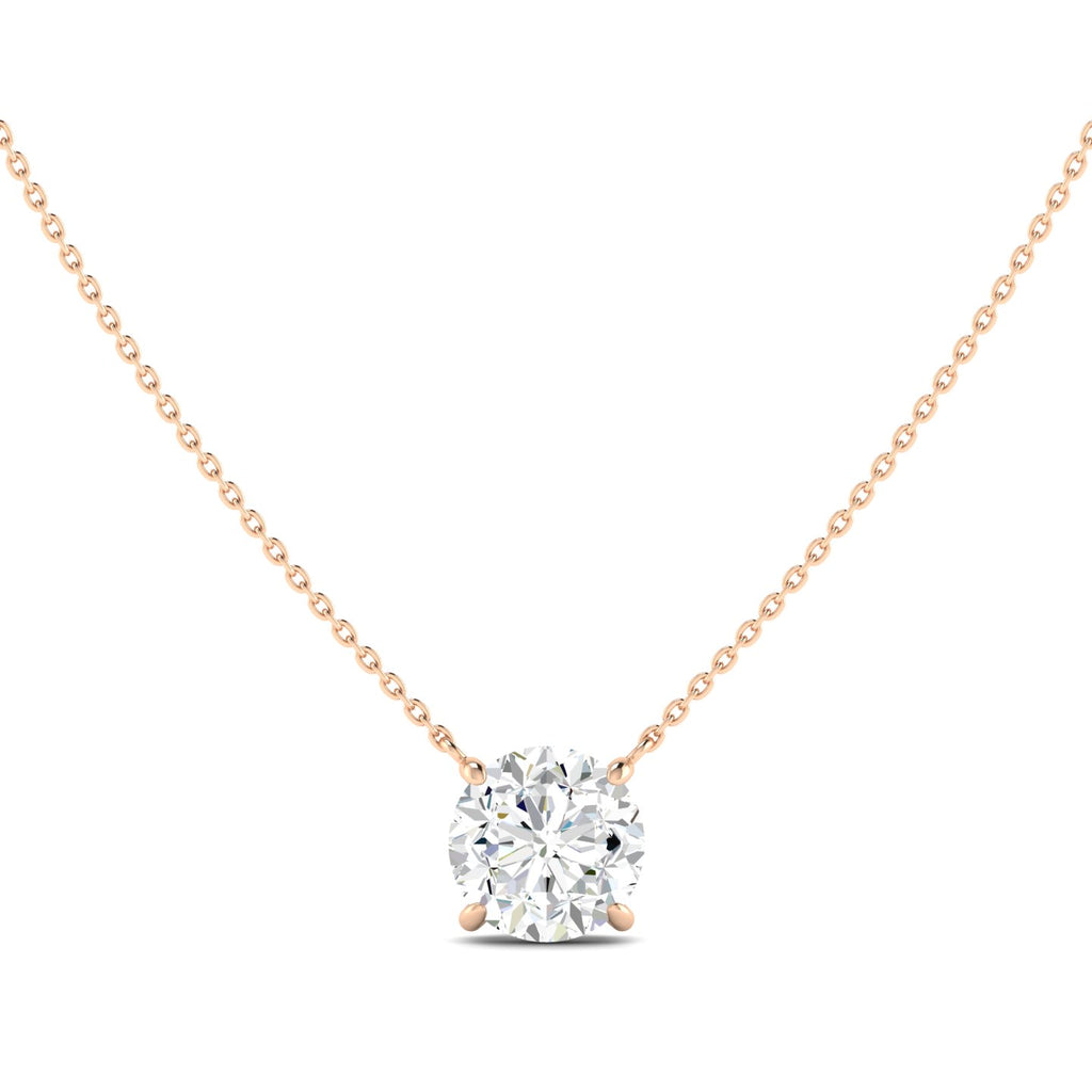 Lab Grown 3 Carat Diamond Necklace in 14K Rose Gold – VVS2 Clarity, D Color