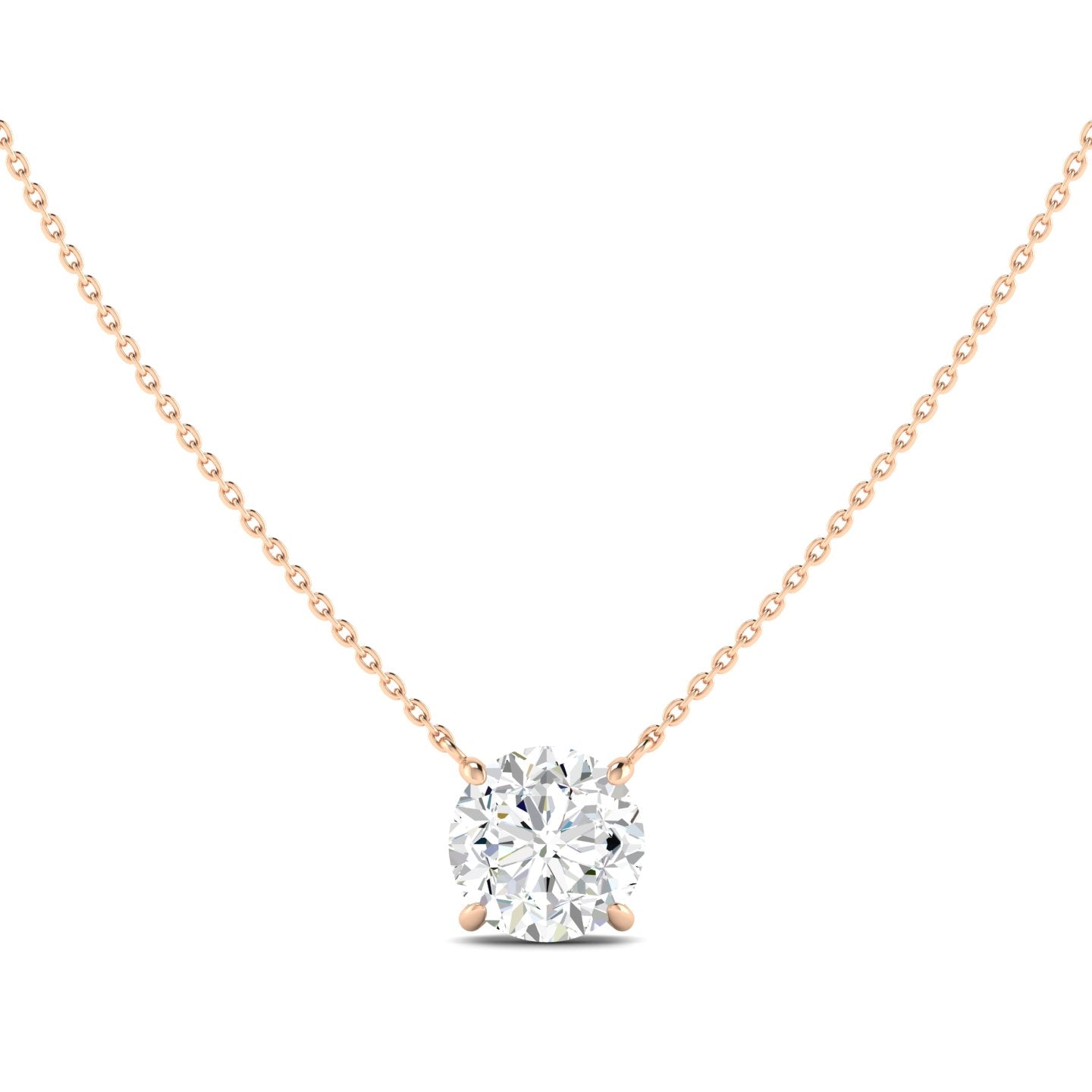 Lab Grown 3 Carat Diamond Necklace in 14K Rose Gold – VVS2 Clarity, D Color