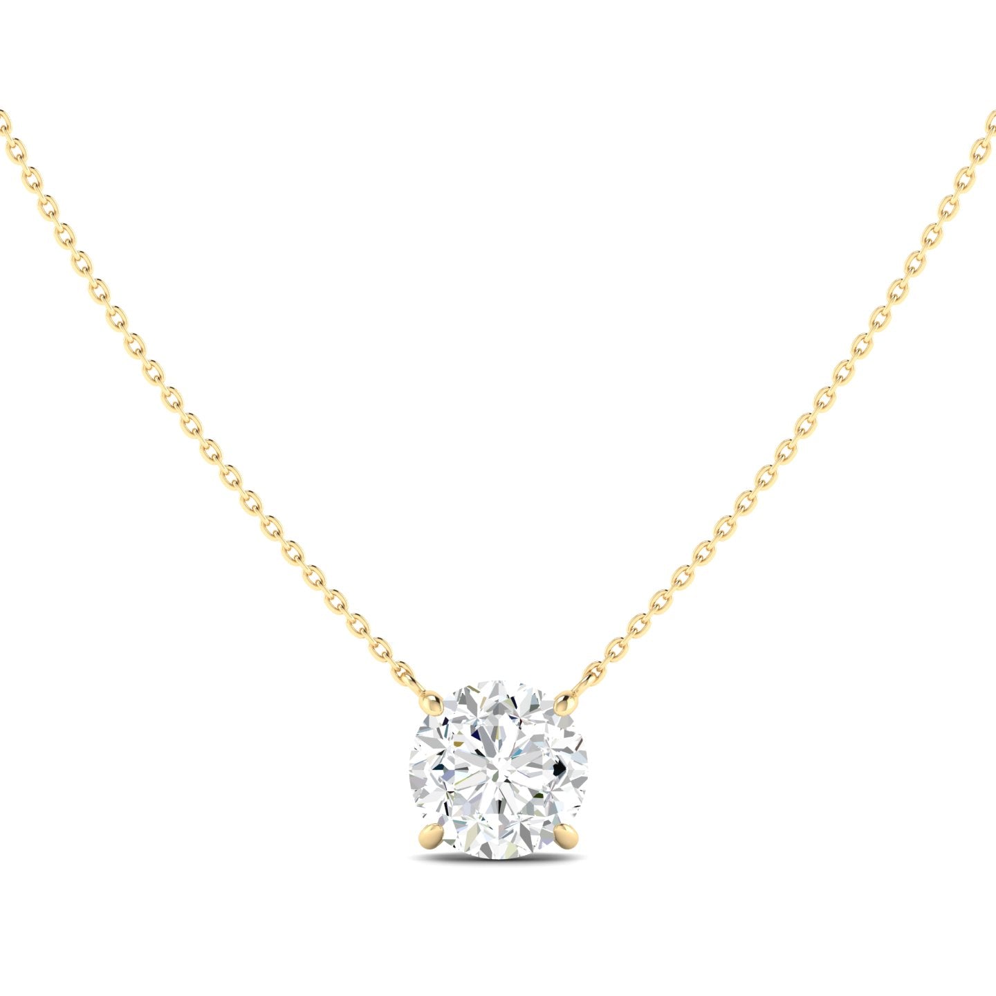 Lab Grown 3 Carat Diamond Necklace in 14K Yellow Gold – VVS2 Clarity, D Color