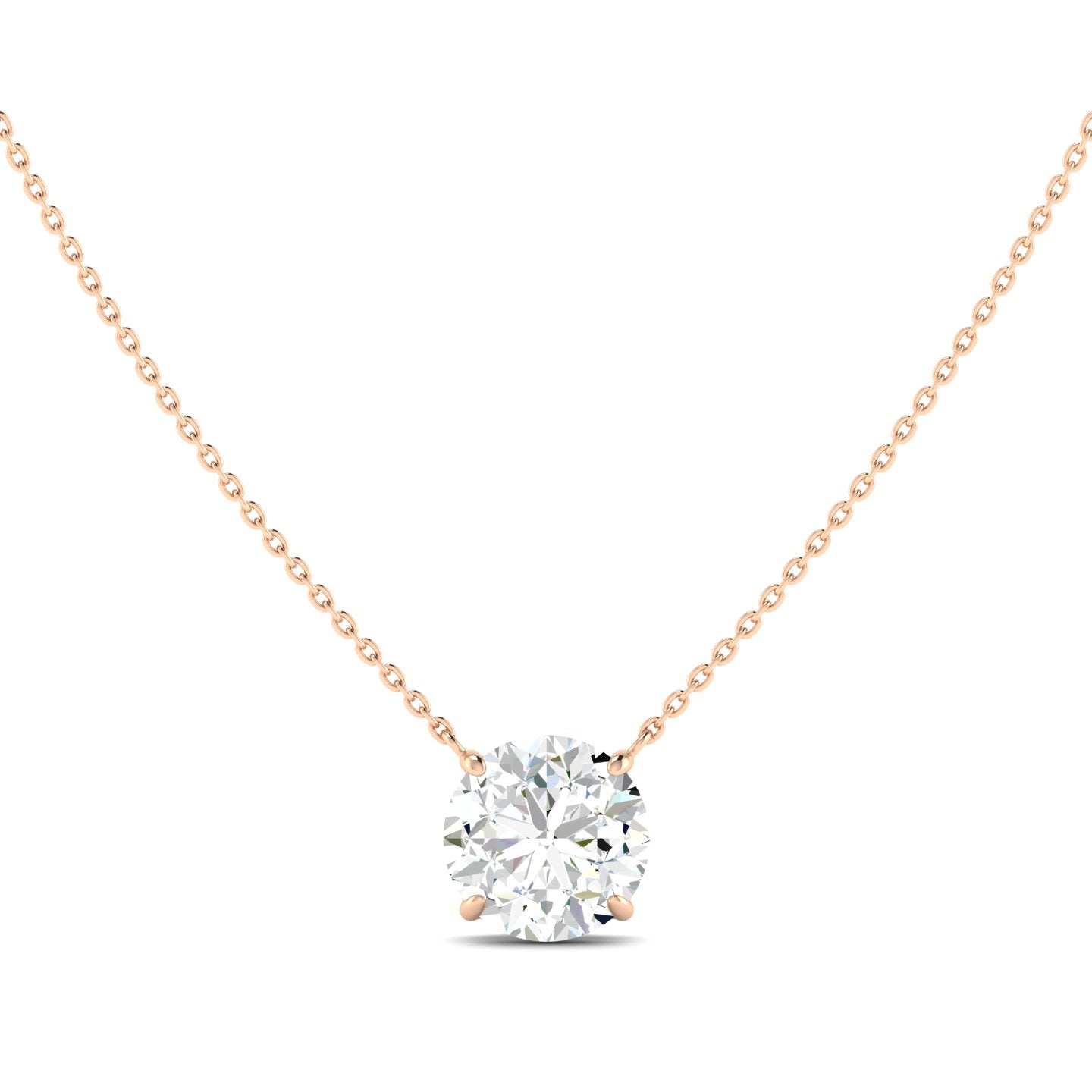 Lab Grown 3 Carat Diamond Necklace in 14K White Gold – VVS2 Clarity, D Color