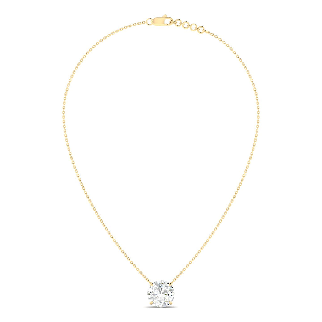Lab Grown 3 Carat Diamond Necklace in 14K Yellow Gold – VVS2 Clarity, D Color