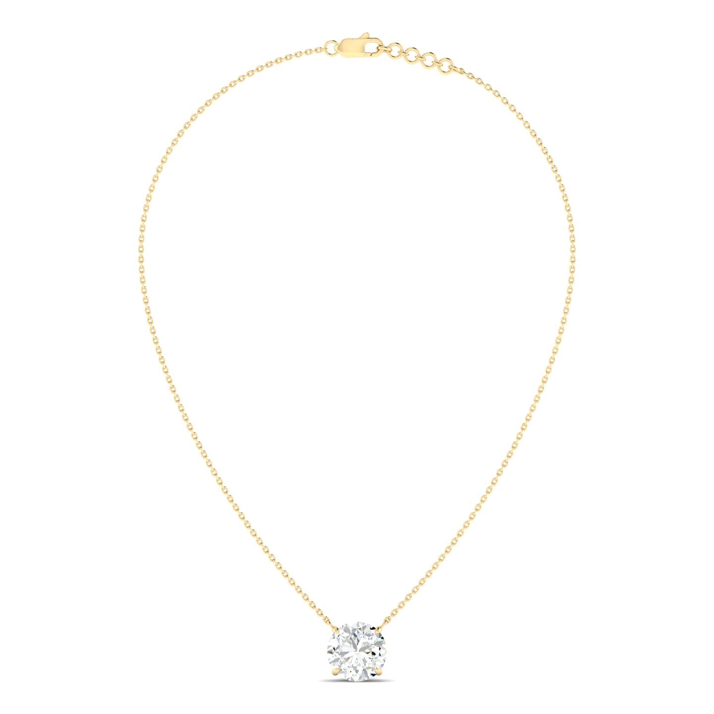 Lab Grown 3 Carat Diamond Necklace in 14K Yellow Gold – VVS2 Clarity, D Color