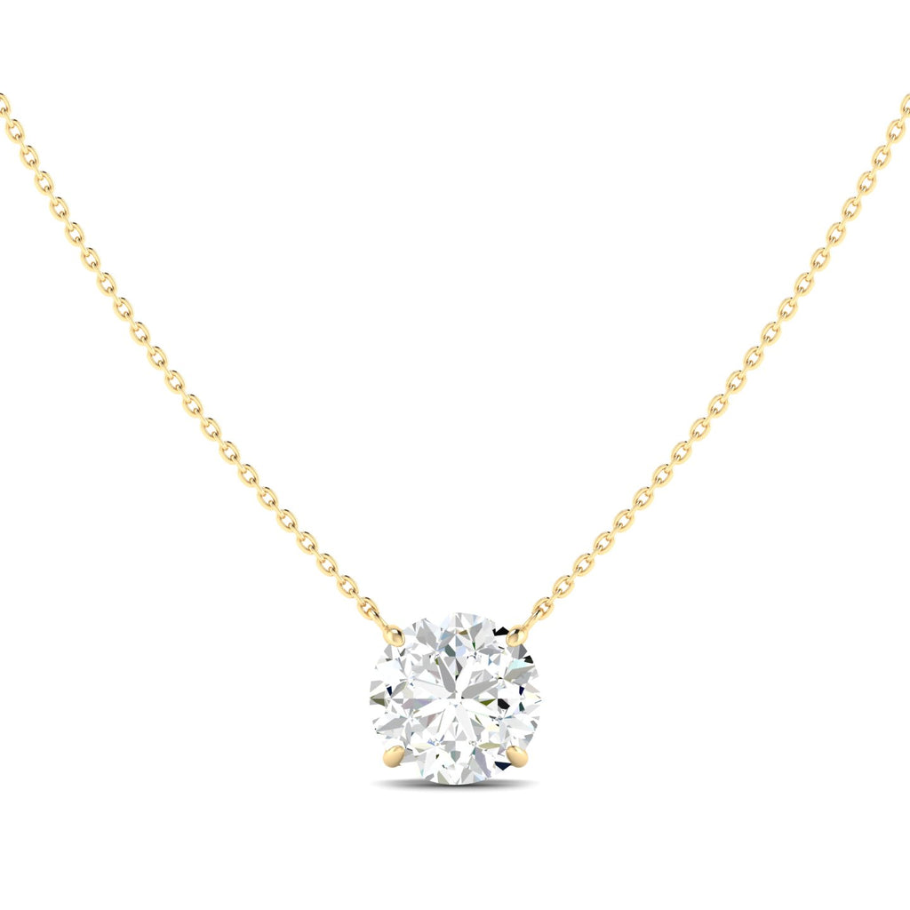 Lab Grown 3 Carat Diamond Necklace in 14K Yellow Gold – VVS2 Clarity, D Color