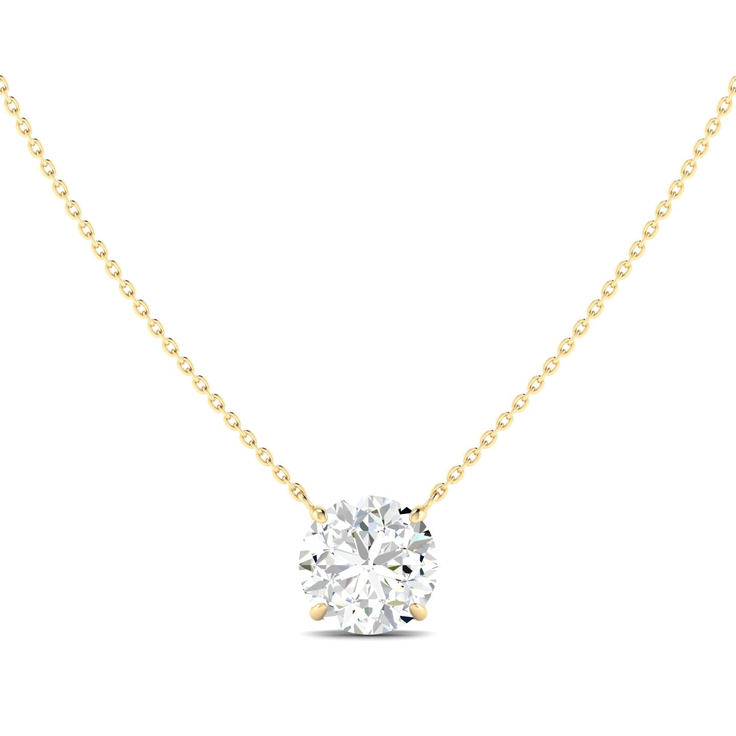 Lab Grown 3 Carat Diamond Necklace in 14K Yellow Gold – VVS2 Clarity, D Color