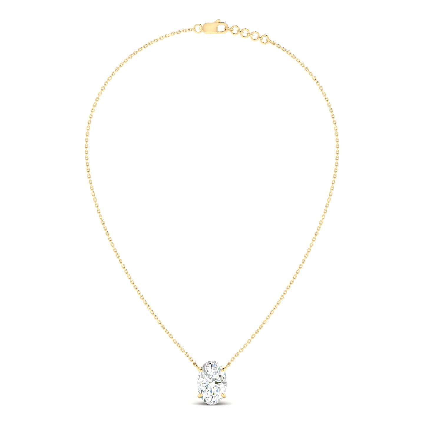 Lab Grown 3 Carat Diamond Necklace in 14K Yellow Gold – VVS2 Clarity, D Color