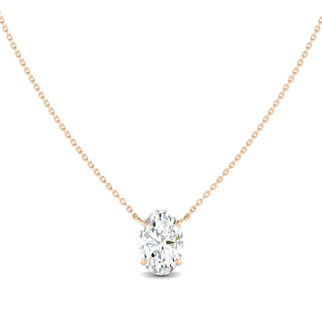 Lab Grown 3 Carat Diamond Necklace in 14K Rose Gold – VVS2 Clarity, D Color