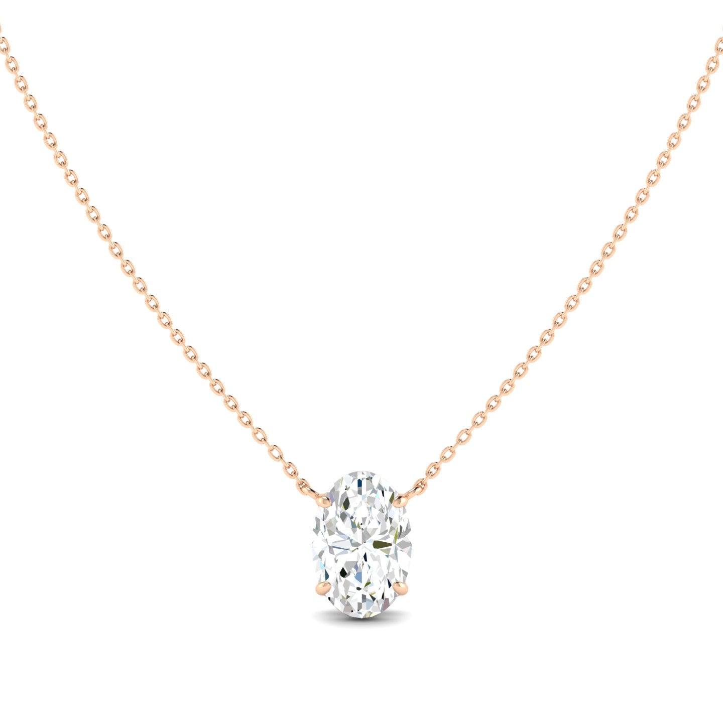 Lab Grown 3 Carat Diamond Necklace in 14K Rose Gold – VVS2 Clarity, D Color