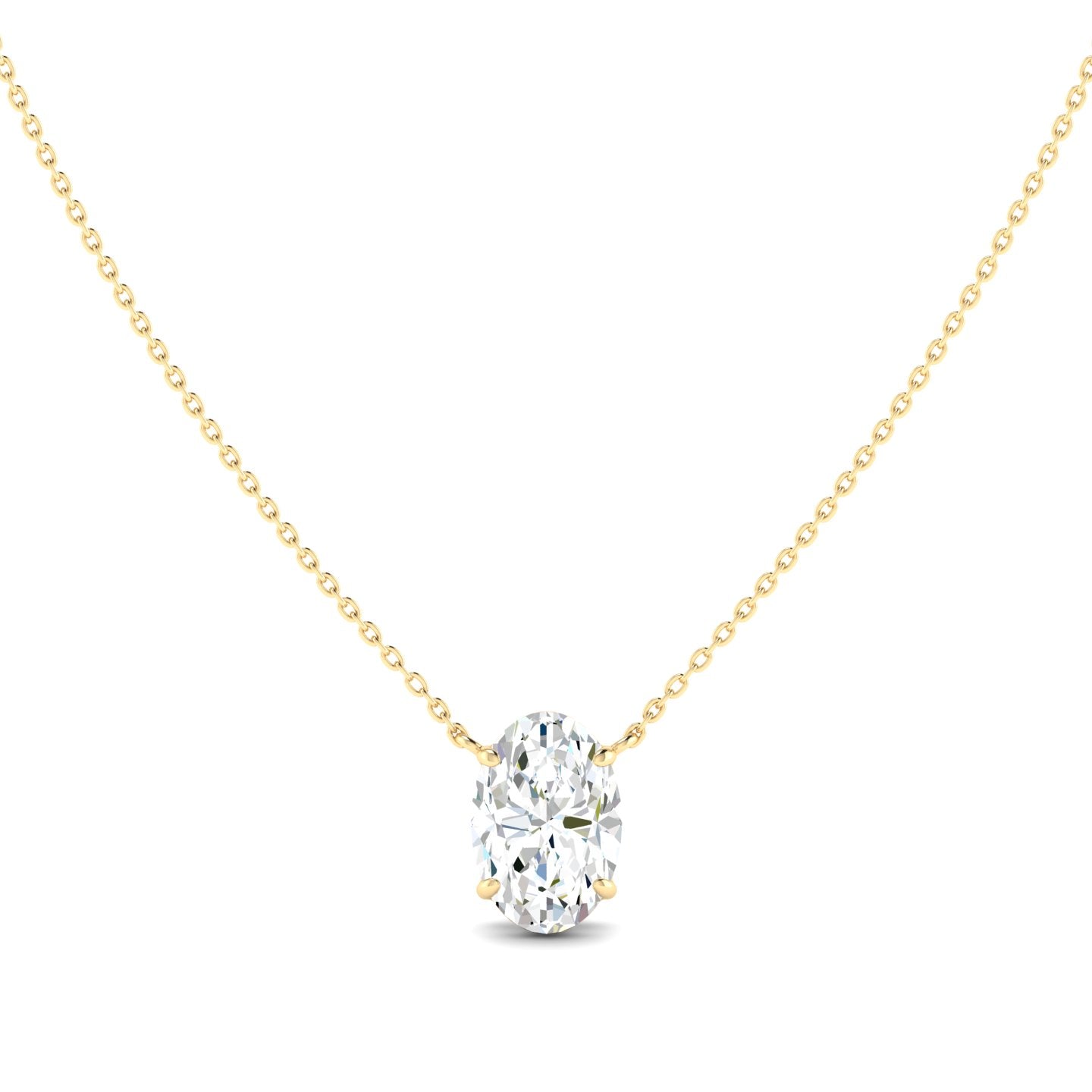Lab Grown 3 Carat Diamond Necklace in 14K Yellow Gold – VVS2 Clarity, D Color