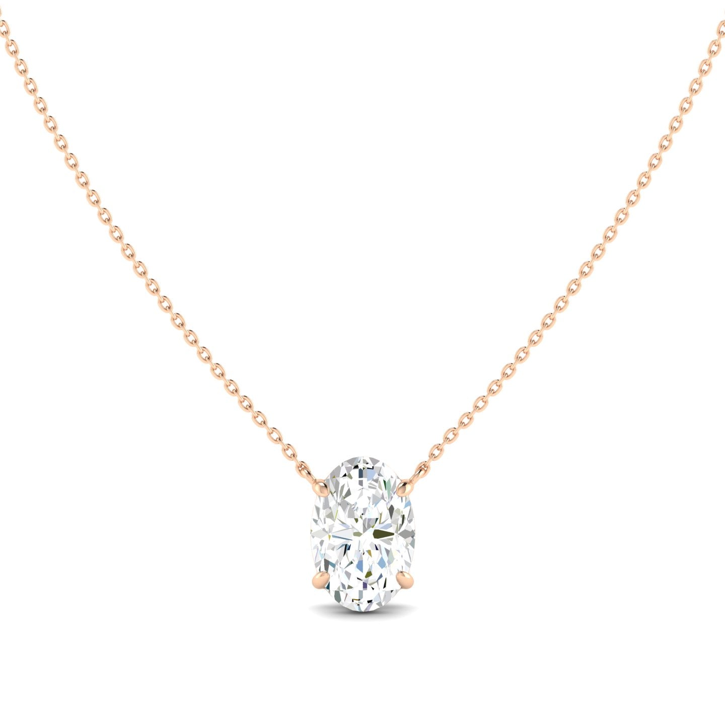 Lab Grown 3 Carat Diamond Necklace in 14K White Gold – VVS2 Clarity, D Color