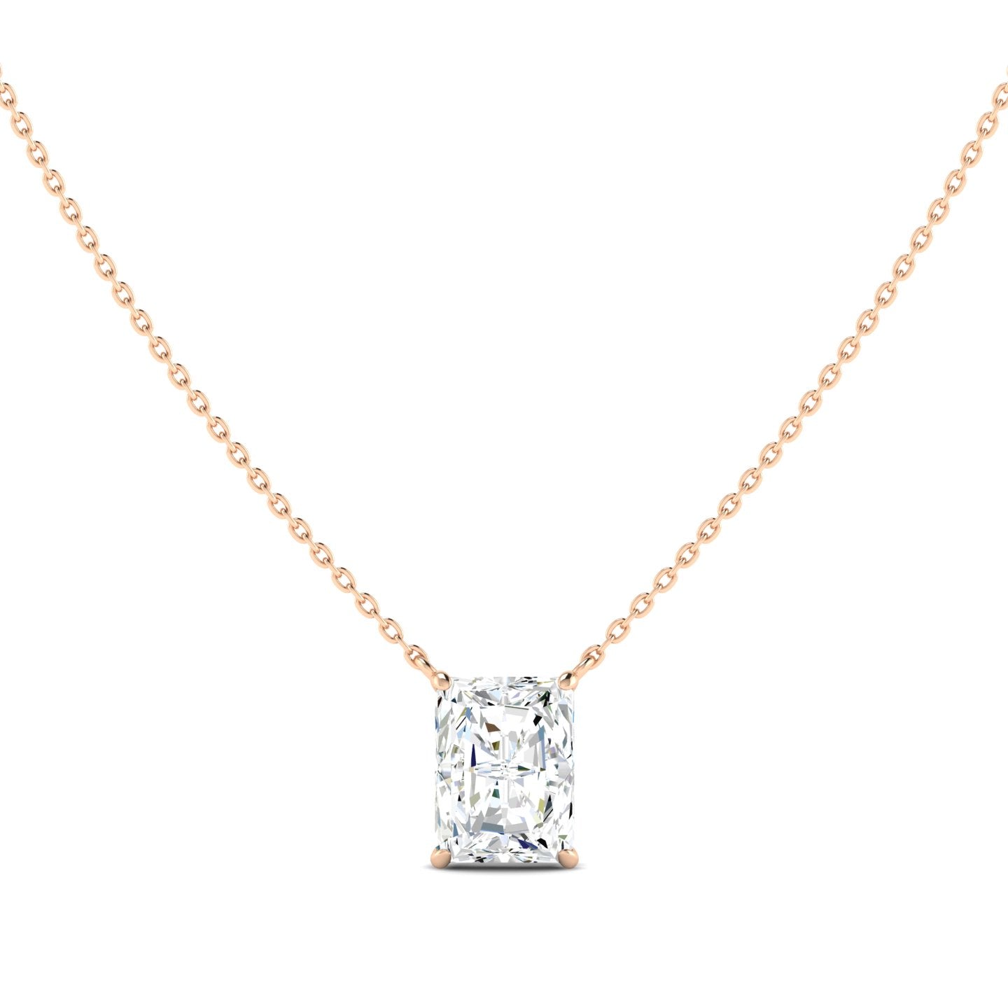 Lab Grown 3 Carat Diamond Necklace in 14K Rose Gold – VVS2 Clarity, D Color