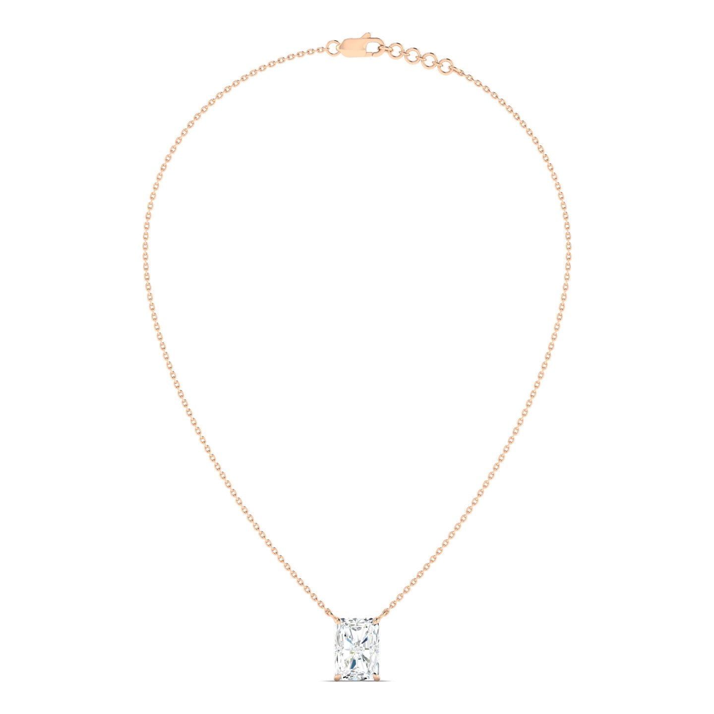 Lab Grown 3 Carat Diamond Necklace in 14K Rose Gold – VVS2 Clarity, D Color