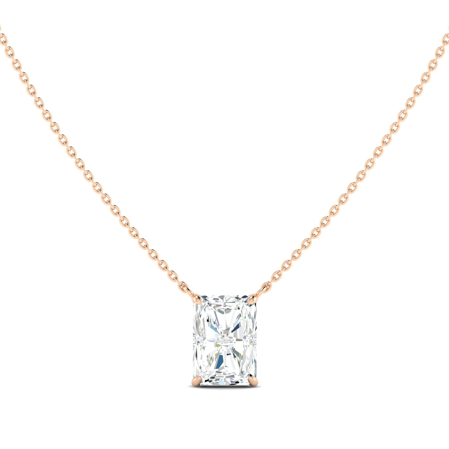 Lab Grown 3 Carat Diamond Necklace in 14K Rose Gold – VVS2 Clarity, D Color
