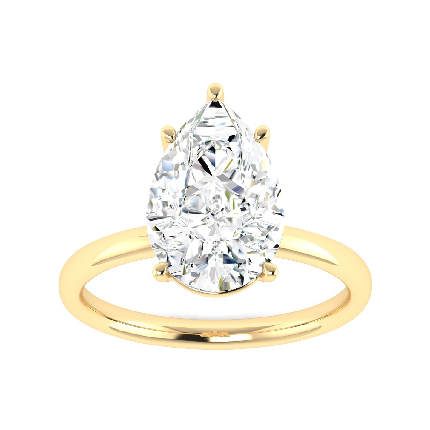 Lab Grown 3 Carat Diamond Ring in 14K Yellow Gold – VVS2 Clarity, D Color