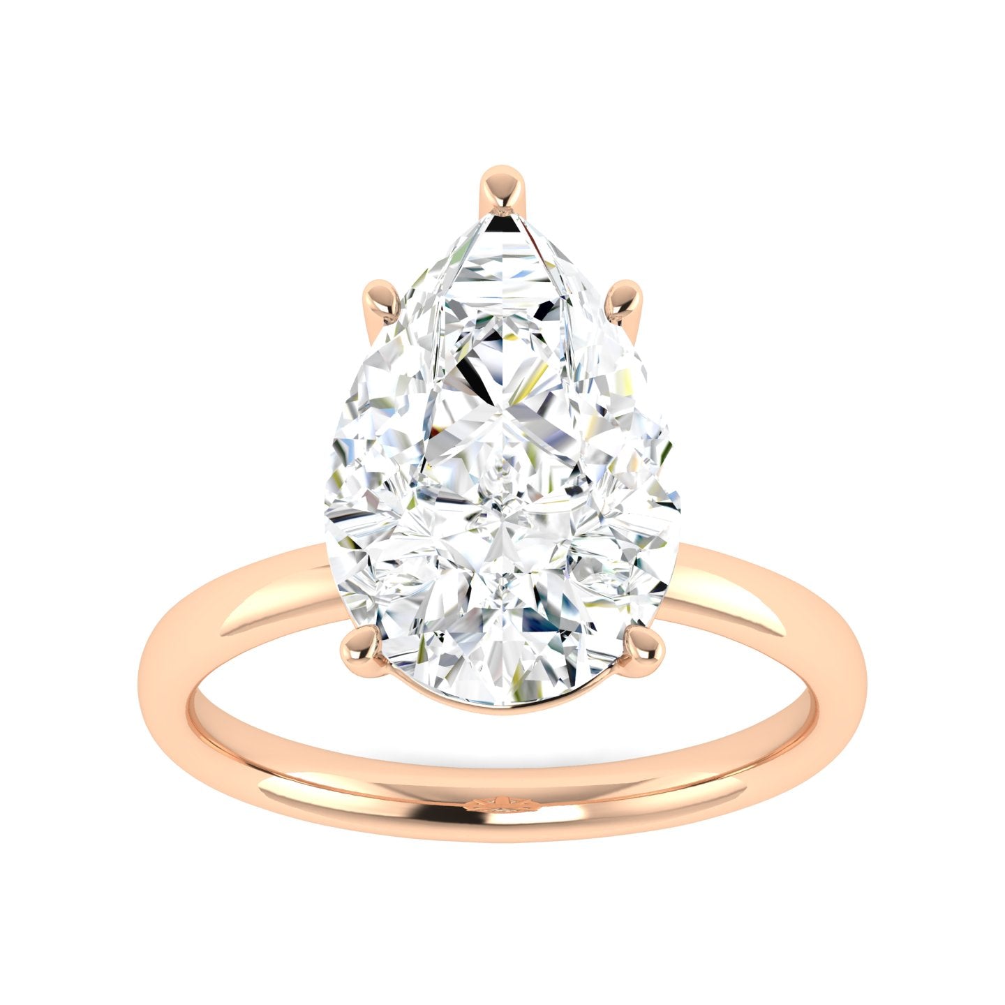 Lab Grown 3 Carat Diamond Ring in 14K Rose Gold – VVS2 Clarity, D Color