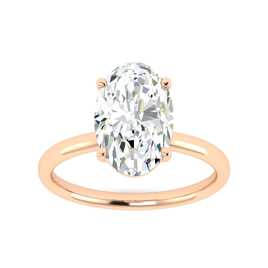 Lab Grown 3 Carat Diamond Ring in 14K Rose Gold – VVS2 Clarity, D Color