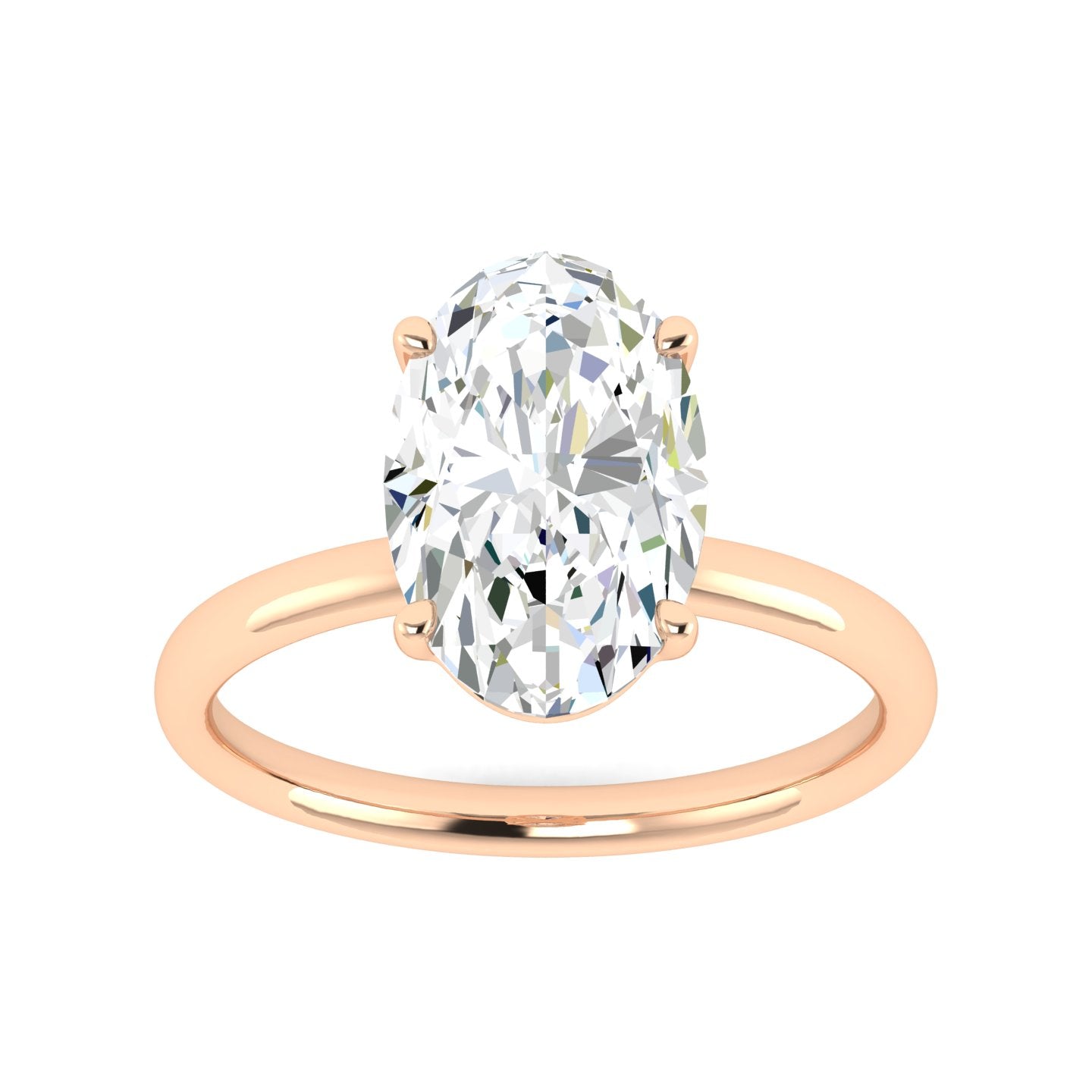 Lab Grown 3 Carat Diamond Ring in 14K Rose Gold – VVS2 Clarity, D Color