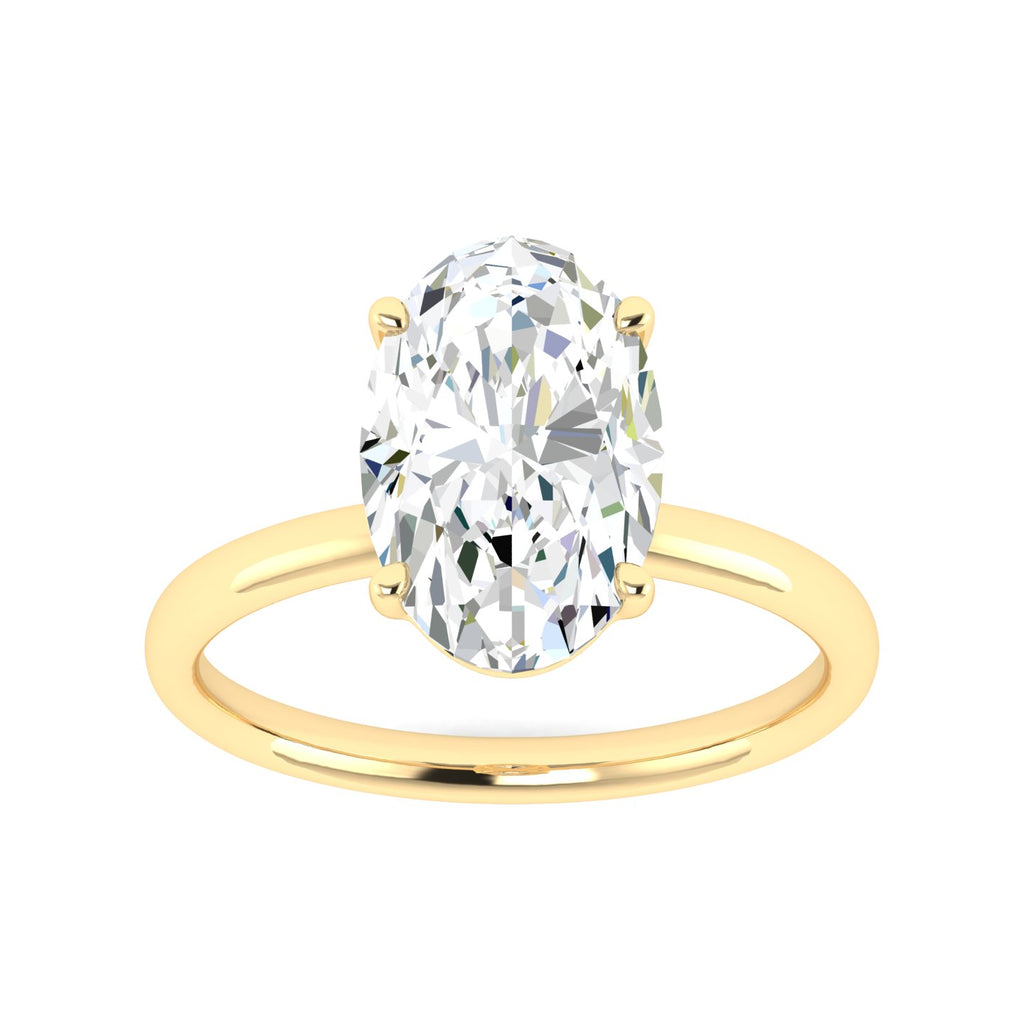 Lab Grown 3 Carat Diamond Ring in 14K Yellow Gold – VVS2 Clarity, D Color