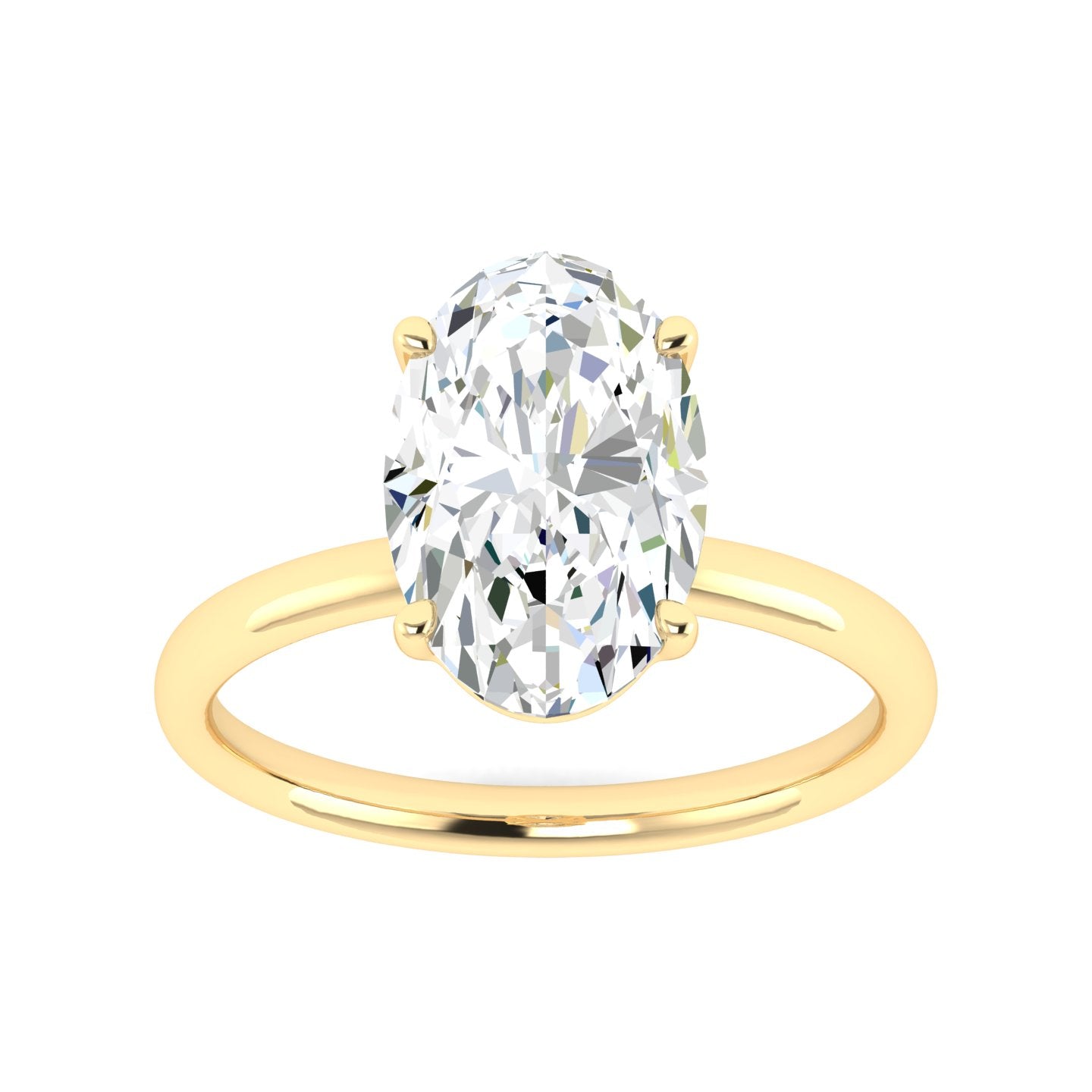 Lab Grown 3 Carat Diamond Ring in 14K Yellow Gold – VVS2 Clarity, D Color