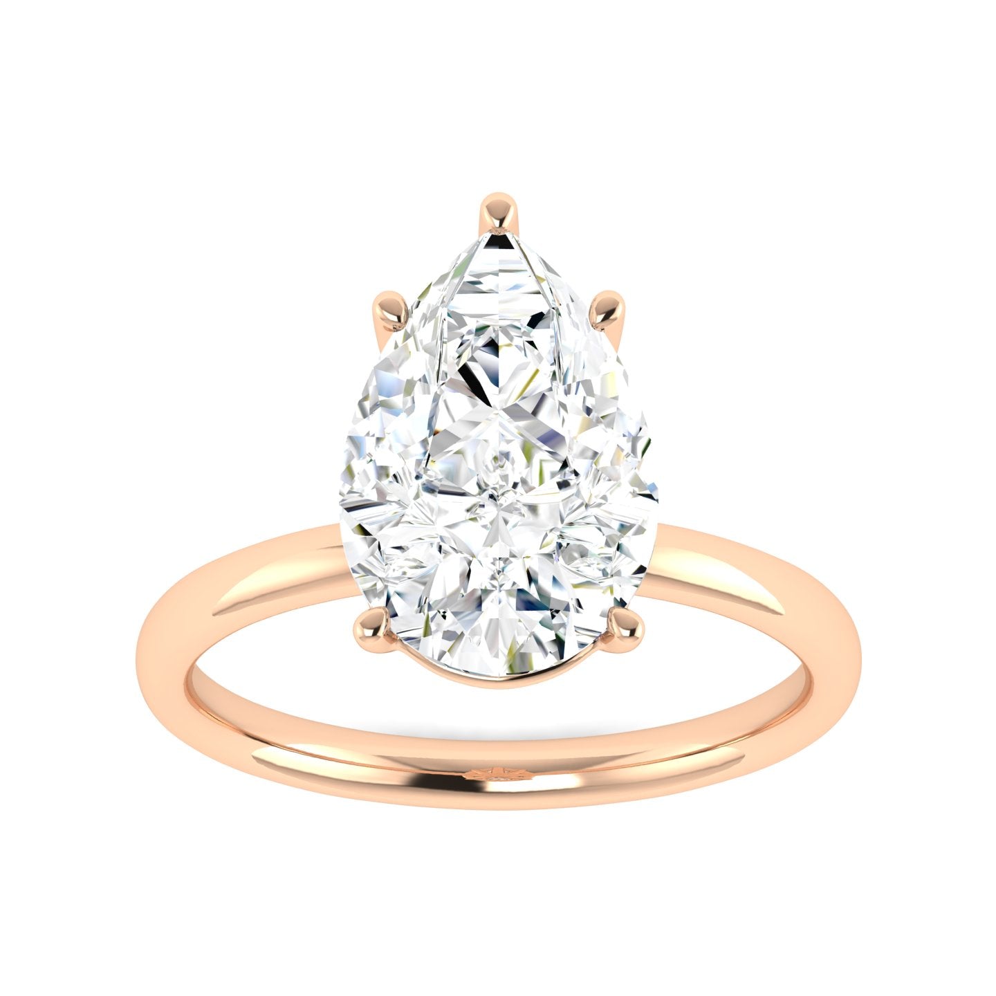Lab Grown 3 Carat Diamond Ring in 14K Rose Gold – VVS2 Clarity, D Color